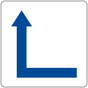 Blue-on-White Left Corner Tactile Directional Arrow Sign RRE-215_Blue_on_White