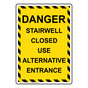 Portrait Danger Stairwell Closed Use Alternative Sign NHEP-29372