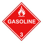 DOT GASOLINE 3 Class 3 Placard or Label