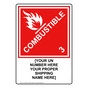Red DOT COMBUSTIBLE 3 Sign With Custom Text DOT-9881-CUSTOM_RED
