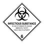 DOT INFECTIOUS SUBSTANCE NOTIFY PUBLIC HEALTH AUTHORITY Class 6 Placard or Label