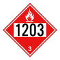 DOT FLAMMABLE 3 1203 Class 3 Placard or Label