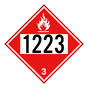 DOT FLAMMABLE 3 1223 Class 3 Placard or Label