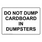 DO NOT DUMP CARDBOARD IN DUMPSTERS Sign NHE-50340