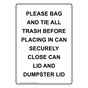 Portrait Please Bag And Tie All Trash Before Placing Sign NHEP-34416