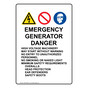 Portrait Emergency Generator Danger Sign With Symbol NHEP-28603