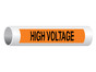 High Voltage Pipe Label PIPE-15231_Black_on_Orange