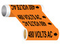 480 Volts AC Pipe Wide Pipe Label PIPE-705_WideRoll_Black_on_Orange