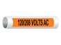 120 208 Volts AC Pipe Label PIPE-740_Black_on_Orange