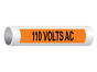 110 Volts Ac Black on Orange Pipe Label PIPE-750_Black_on_Orange