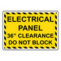 Electrical Panel 36" Clearance Do Not Block Sign