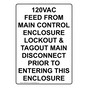 Portrait 120VAC Feed From Main Control Enclosure Sign NHEP-27032