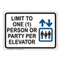 Limit To One (1) Person Or Party Per Elevator Sign CS386116