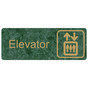 Verde Engraved Elevator Sign with Symbol EGRE-305-SYM_Gold_on_Verde