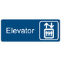 Blue Engraved Elevator Sign with Symbol EGRE-305-SYM_White_on_Blue