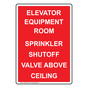 Portrait Elevator Equipment Room Sprinkler Shutoff Sign NHEP-29559