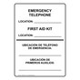 Emergency Telephone Location First Aid Kit Bilingual Sign NHB-15435