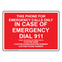 Phone For Emergency Calls Only Sign NHE-14087 Emergency Contact 911