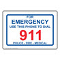 For Emergency Use This Phone To Dial 911 Police Sign NHE-14092