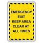 Portrait Emergency Exit Keep Area Clear Sign NHEP-19717_YBSTR