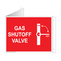 Red Triangle-Mount GAS SHUTOFF VALVE Sign With Symbol