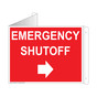 Red Triangle-Mount EMERGENCY SHUTOFF (With Inward Arrow) Sign NHE-19405Tri
