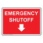 Emergency Shutoff With Down Arrow Sign NHE-19407
