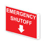 Projection-Mount Red EMERGENCY SHUTOFF (With Down Arrow) Sign With Symbol NHE-19407Proj
