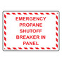 Emergency Propane Shutoff Breaker In Panel Sign NHE-29608