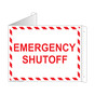 White Triangle-Mount EMERGENCY SHUTOFF Sign NHE-9456Tri