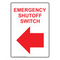 Portrait Emergency Shutoff Switch With Left Arrow Sign NHEP-19408