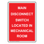 Portrait Main Disconnect Switch Located In Mechanical Sign NHEP-27055
