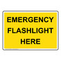 Emergency Flashlight Here Sign NHE-30168