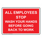 All Employees Wash Hands Before Work Sign NHE-26717
