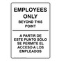 Employees Only Beyond This Point Bilingual Sign NHB-15217