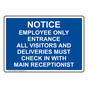Notice Employee Only Entrance All Visitors And Sign NHE-29136