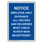 Portrait Notice Employee Only Entrance All Visitors Sign NHEP-29136