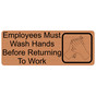 Copper Engraved Employees Must Wash Hands Before Work Sign with Symbol EGRE-312_Black_on_Copper