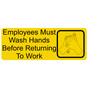 Yellow Engraved Employees Must Wash Hands Before Work Sign with Symbol EGRE-312_Black_on_Yellow