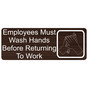 Kona Engraved Employees Must Wash Hands Before Work Sign with Symbol EGRE-312_White_on_Kona