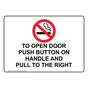 To Open Door Push Button On Handle Sign With Symbol NHE-29342
