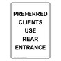 Portrait Preferred Clients Use Rear Entrance Sign NHEP-29861