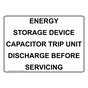 Energy Storage Device Capacitor Trip Unit Discharge Sign NHE-30016