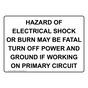 Hazard Of Electrical Shock Or Burn May Be Fatal Sign NHE-30036