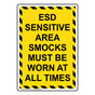 Portrait ESD Sensitive Area Smocks Must Be Worn Sign NHEP-30177