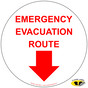Emergency Evacuation Route With Down Arrow Floor Label NHE-18814