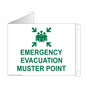 White Triangle-Mount EMERGENCY EVACUATION MUSTER POINT Sign With Symbol NHE-25565Tri