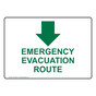 Emergency Evacuation Route [ Down Arrow ] Sign NHE-25607