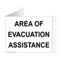 White Triangle-Mount AREA OF EVACUATION ASSISTANCE Sign NHE-27794Tri