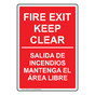 Fire Exit Keep Clear Bilingual Sign NHB-16516